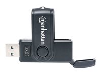Manhattan USB-A Mini Multi-Card Reader/Writer, 5 Gbps (USB 3.2 Gen1 aka USB 3.0), 24-in-1, SuperSpeed USB, Windows or Mac, Black, Three Year Warranty, Blister - card reader - USB 3.0