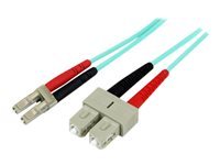 StarTech.com 2m Fiber Optic Cable - 10 Gb Aqua - Multimode Duplex 50/125 - LSZH - LC/SC - OM3 - LC to SC Fiber Patch Cable (A50FBLCSC2) - Patch cable - LC multi-mode (M) to SC multi-mode (M) - 2 m - fibre optic - 50 / 125 micron - aqua