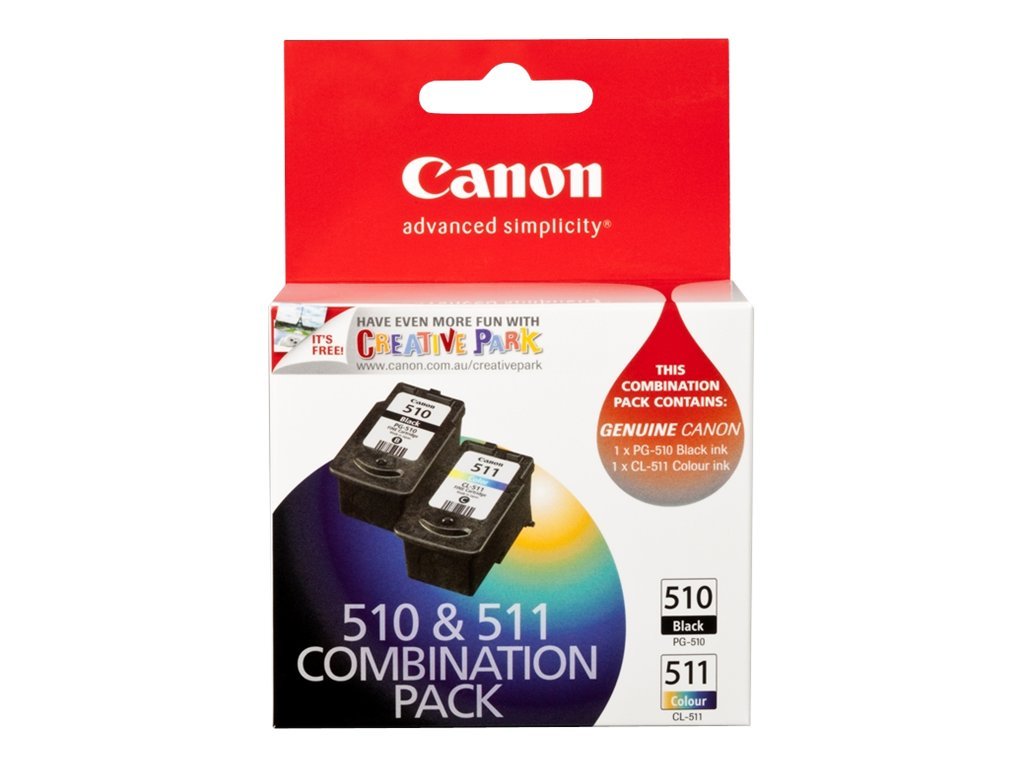 Canon PG510 and CL511 Combo Pack, black, colour (cyan, magenta, yellow), original, ink cartridge