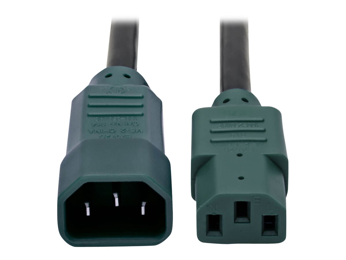 Tripp Lite 6ft Power Cord Extension Cable C14 to C13 Heavy Duty Green 15A 14AWG 6'