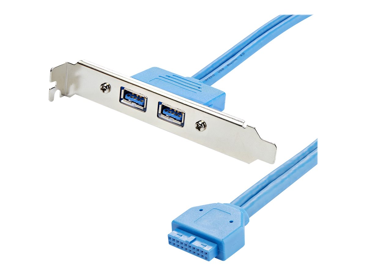 StarTech.com 2 Port USB 3.0 A Female Slot Plate Adapter - USB 3.0 motherboard Adapter - USB 3 plate - USB 3.0 header Adapter (USB3SPLATE) - panel USB - USB typ A do 20 pin IDC - 50 cm