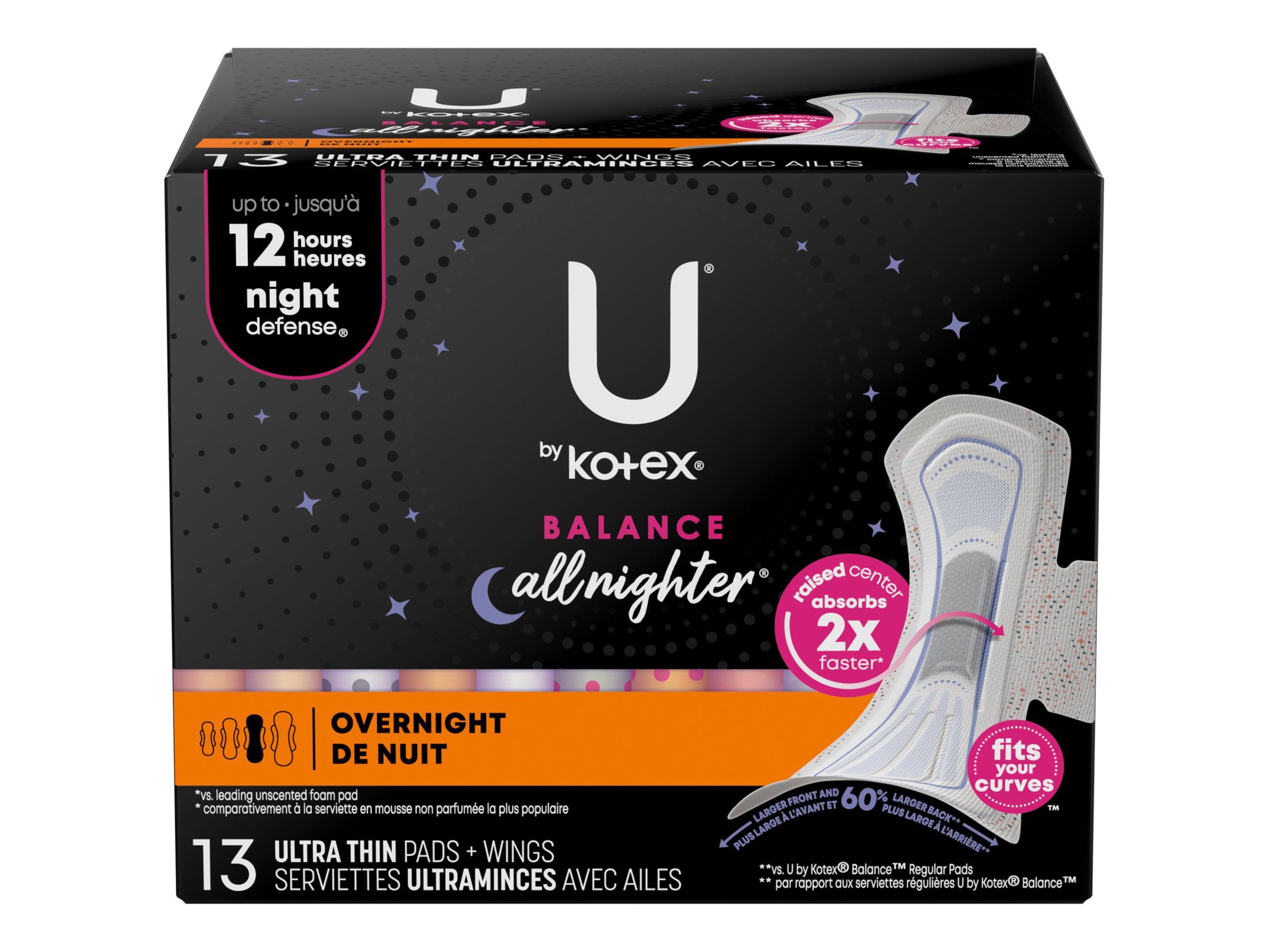 U by Kotex Balance Ultra Thin Sanitary Pad - Overnight - 13 Count