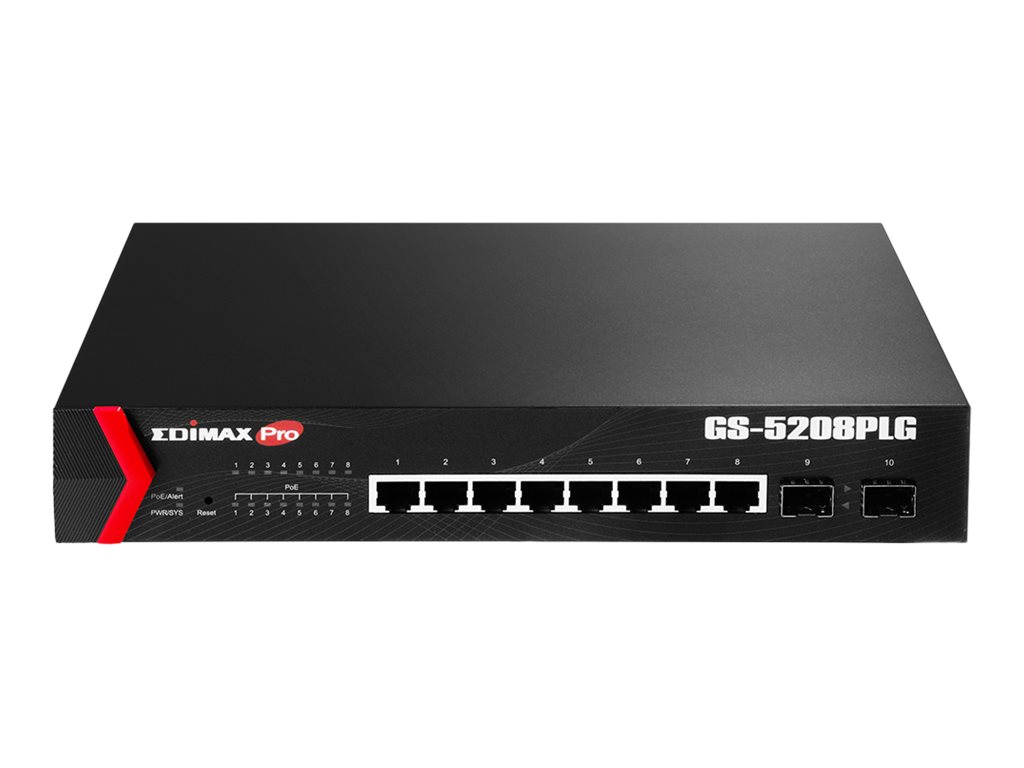 Edimax Pro GS-5208PLG V2 switch 8 ports smart Product shot Left-angle 79600