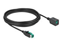 DeLOCK 8 pin USB PlusPower (12 V) (male) - 8 pin USB PlusPower (12 V) (female) Sort 5m PoweredUSB extension cable