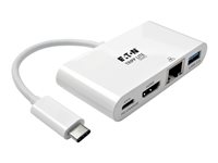 Eaton Tripp Lite Series USB C to HDMI Multiport Video Adapter Converter w/ USB-A Hub, USB-C PD Charging, Gigabit Ethernet Port, Thunderbolt 3 Compatible USB Type C to HDMI, USB Type-C - docking station - USB - HDMI - 1GbE