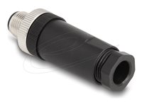 Delock 3-pins M12-A (male) - Skrueterminal Sort Strøm-konnektor