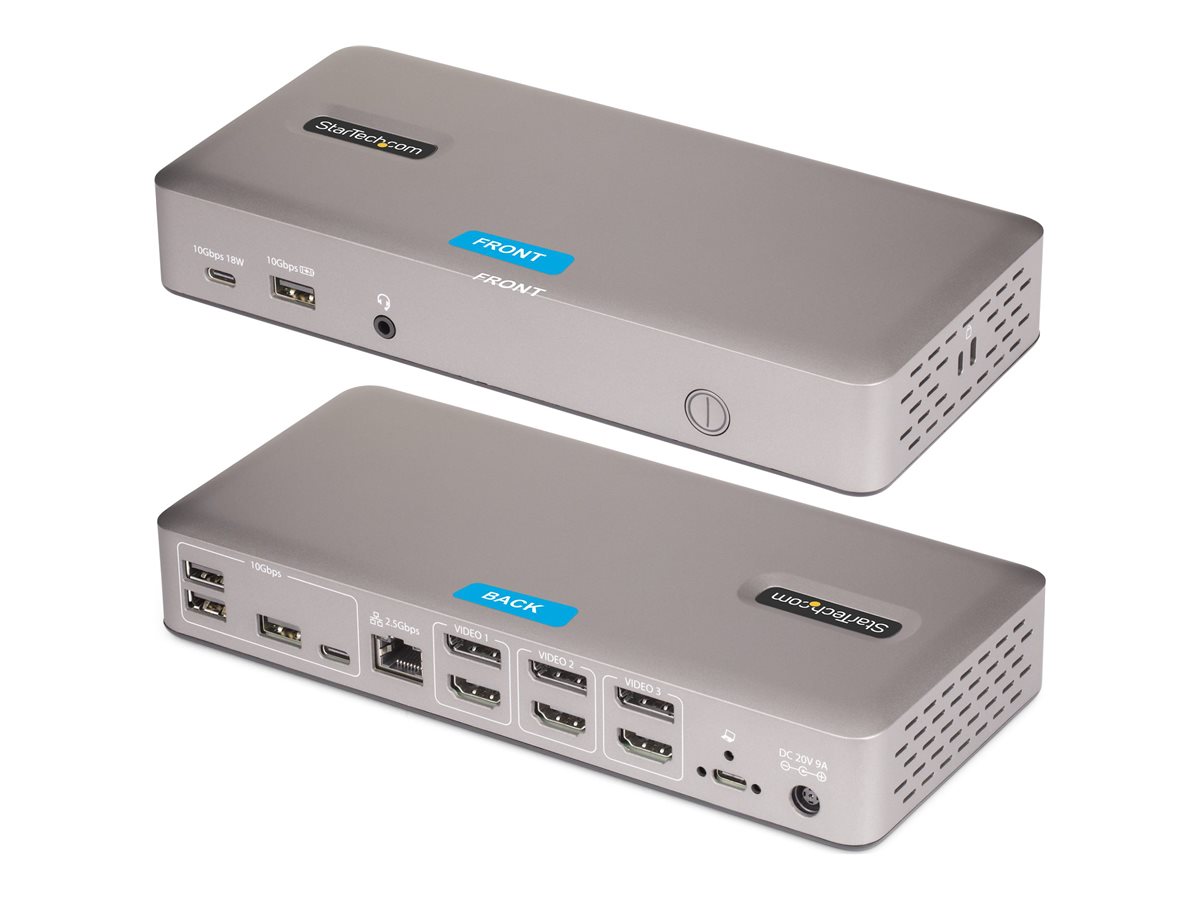 Startech Triple-Monitor USB4 Docking Station, 4K 60Hz HDMI or DisplayPort, 100W Laptop Charging, 2.5GbE, USB-C Multi-Monitor Dock, Driverless