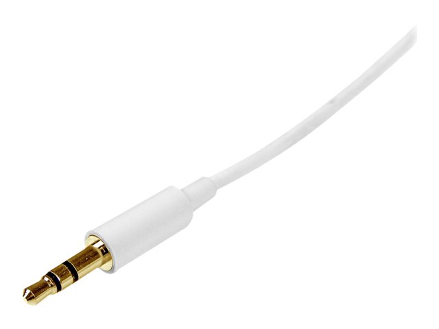 Image of StarTech.com 1m White Slim 3.5mm Stereo Audio Cable - 3.5mm Audio Aux Stereo - Male to Male Headphone Cable - 2x 3.5mm Mini Jack (M) White (MU1MMMSWH) - audio cable - 1 m
