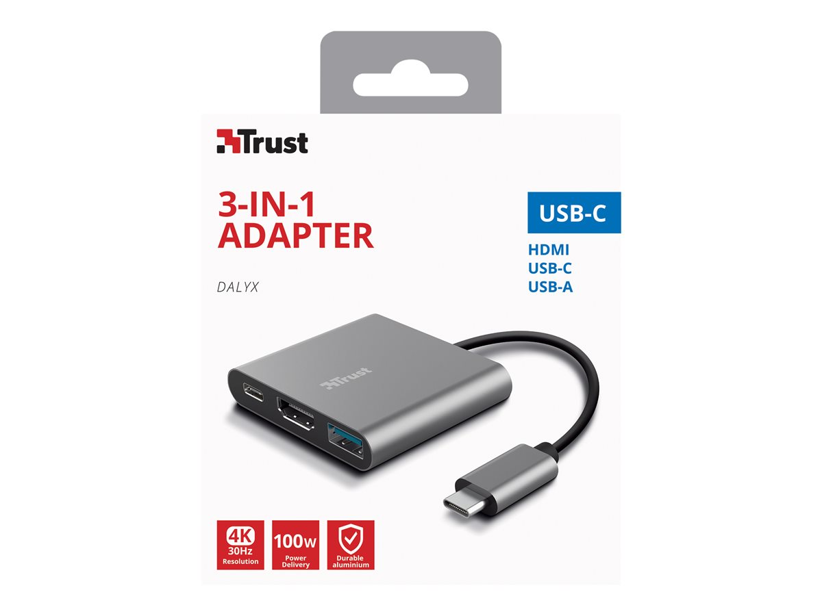TRUST Adaptateur DALYX USB-C 3 en 1 HDMI