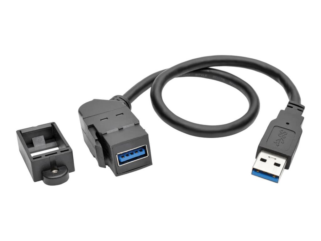 Tripp Lite USB 3.0 Keystone Panel Mount Coupler Extension Cable Angled 1'