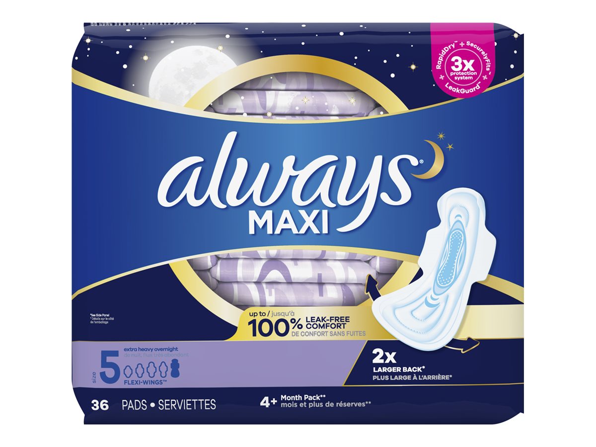 Always Maxi Sanitary Pads - Extra Heavy Overnight - Size 5 - 36's