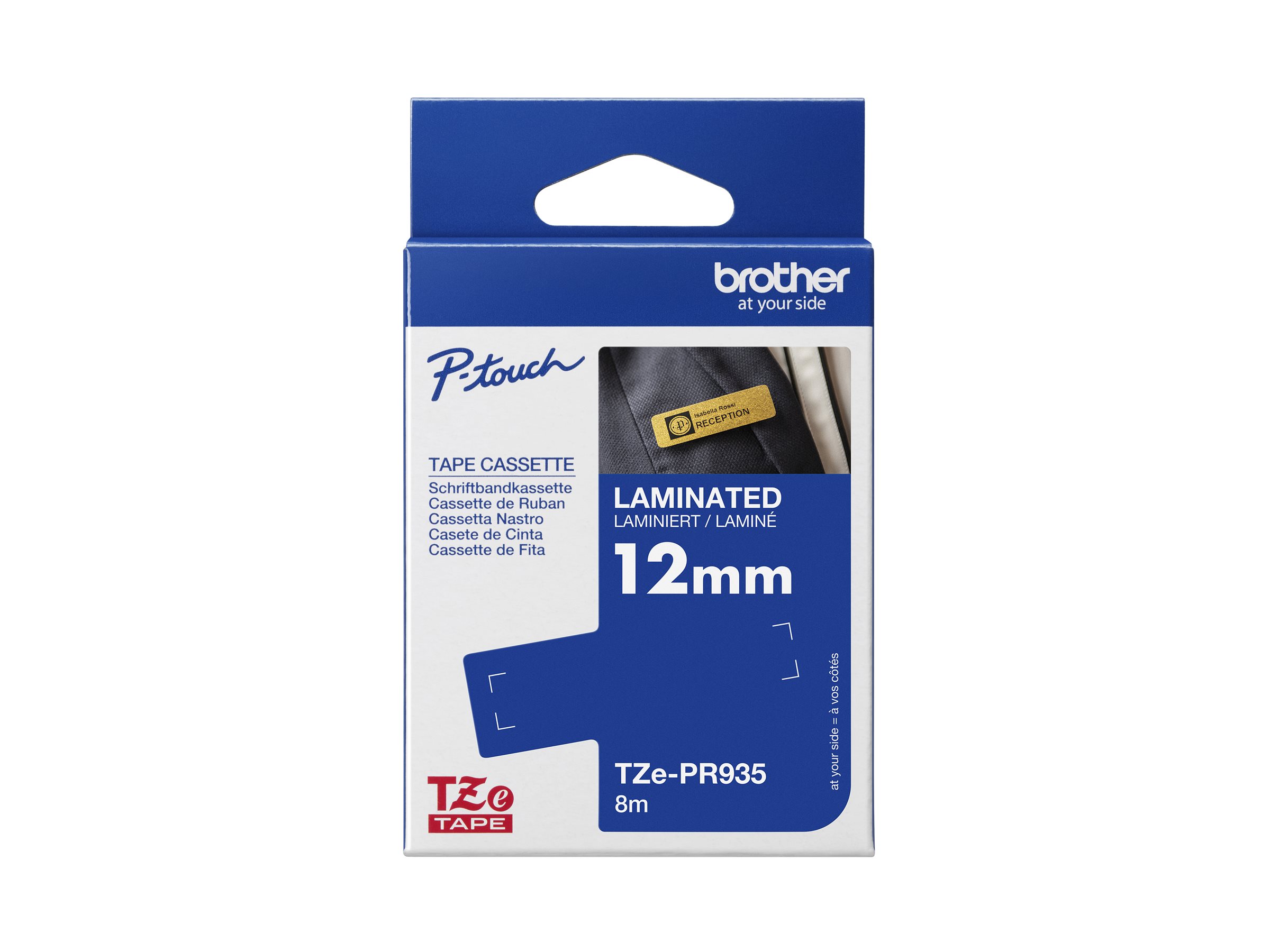 Brother TZe-PR935 laminated tape 1 cassette(s) Roll (1.2 cm x 8 Package view Front 80550