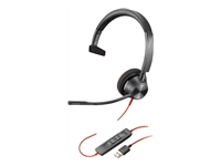 Poly Blackwire 3310 - Blackwire 3300 series - headset - on-ear - wired - active noise canceling - USB-A - black