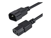 StarTech.com 1m (3ft) Power Extension Cord, C14 to C13, 10A 125V, 18AWG, Black Computer Power Cord Extension, Power Supply Ex