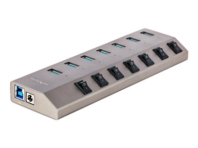Startech 7-Port Self-Powered USB-C Hub with Individual On/Off Switches, USB 3.0 5Gbps Expansion Hub w/Power Supply, Desktop/Laptop USB-C to USB-A Hub, 7x BC 1.2 (1.5A), USB Type C Hub