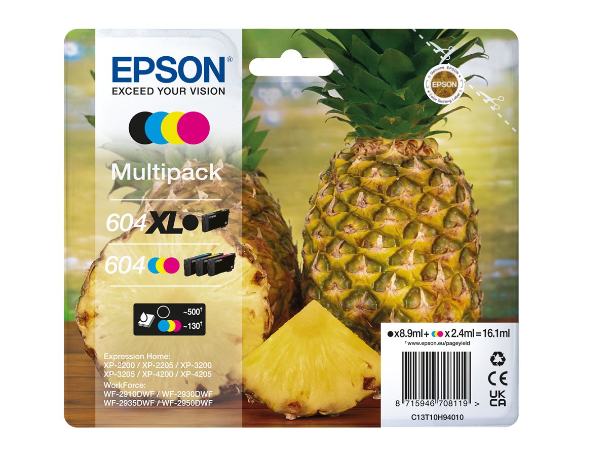 Epson 604/604XL Multipack - 4-balení - kapacita XL (černá) + Standardní - černá, azurová, purpurová, žlutá - originální - inkoustová cartridge – foto 2