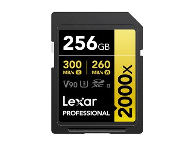 LEXAR PROFESSIONAL SDXC MEMORY CARD, 2000X, 256GB CLASS 10, V90, UHS-II, U3 W/O
