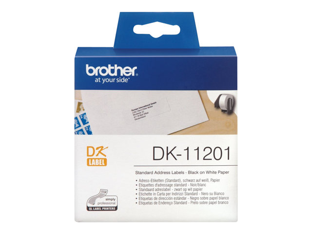 Brother DK-11201 - Schwarz auf Wei? - 29 x 90 mm 400 Etikett(en) (1 Rolle(n) x 400) Adressetiketten - f?r Brother QL-1050, 1060, 1110, 500, 550, 560, 570, 580, 600, 650, 700, 710, 720, 820