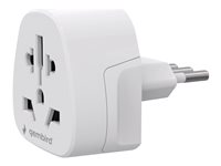 Gembird Effekt CEI 23-50 (male) - Strømtype F Strøm Type I Strøm Type B (female) Hvid Stikadapter