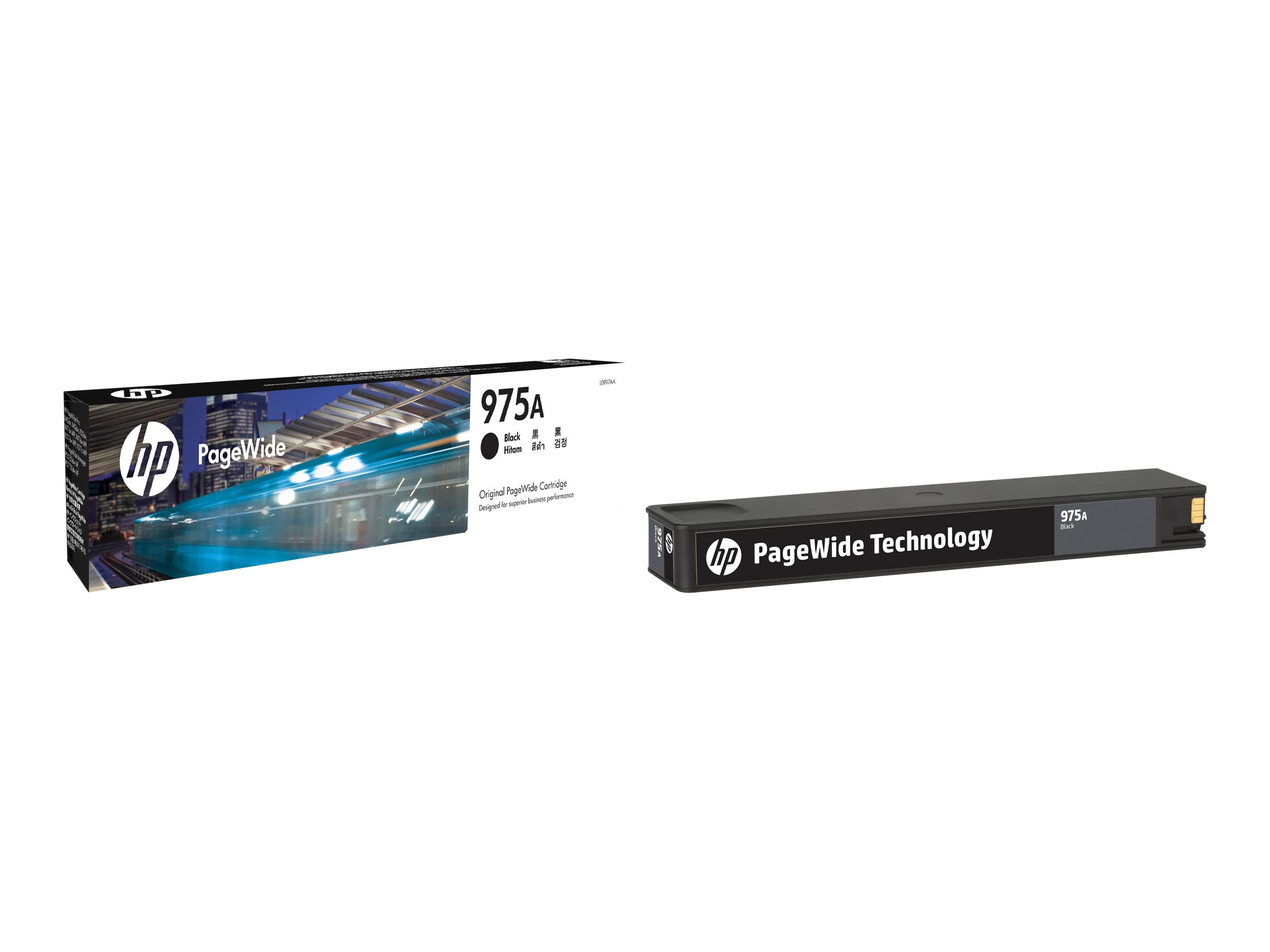 HP 975A black original PageWide ink Product shot Left-angle 79901