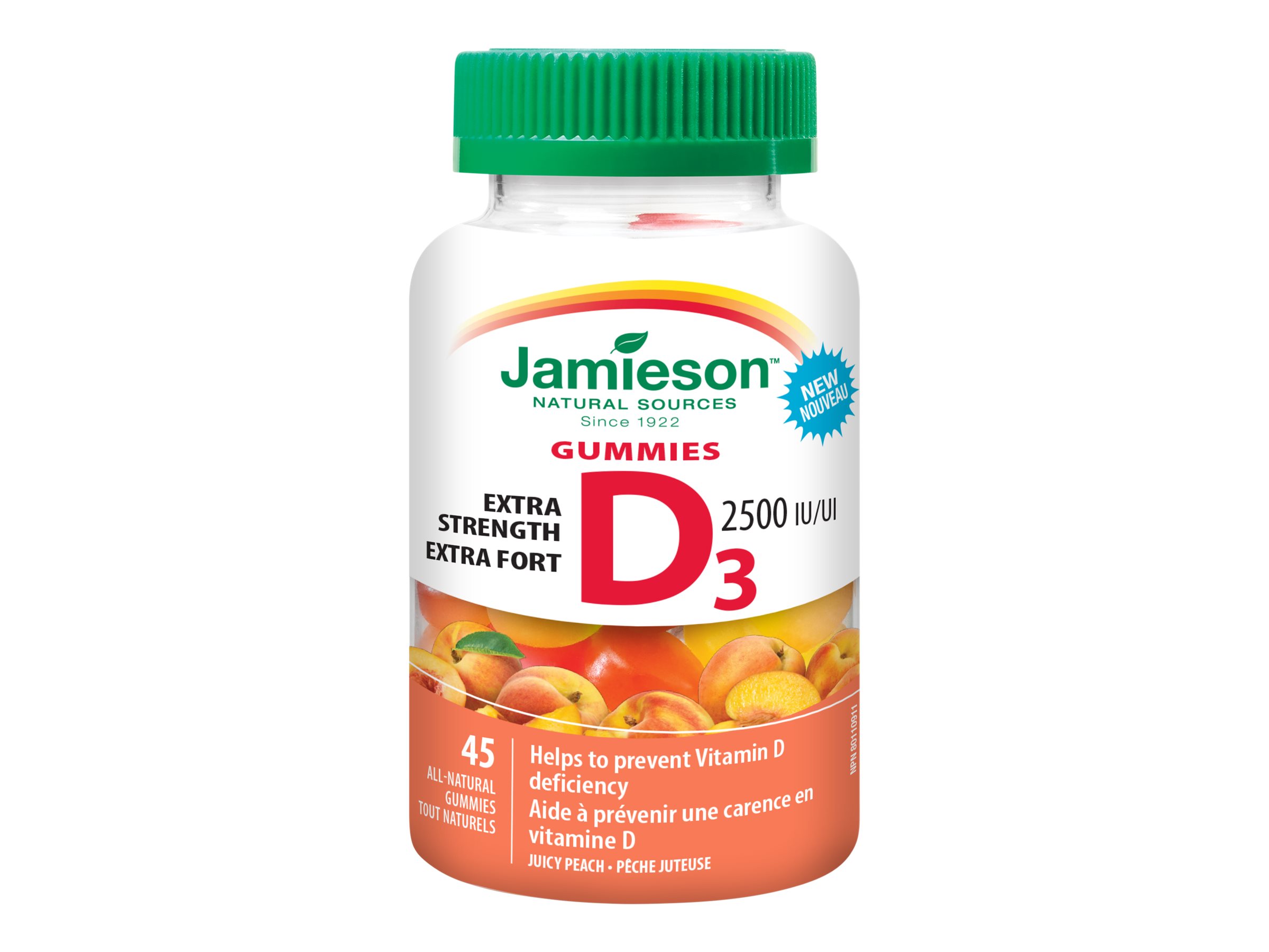 Jamieson Vitamin D3 2,500 IU Gummies - Juicy Peach - 45's