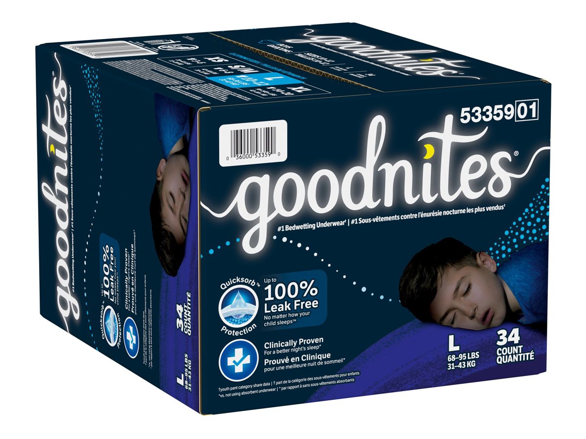 Goodnites Nighttime Bedwetting Underwear for Girls, L, 34 Ct