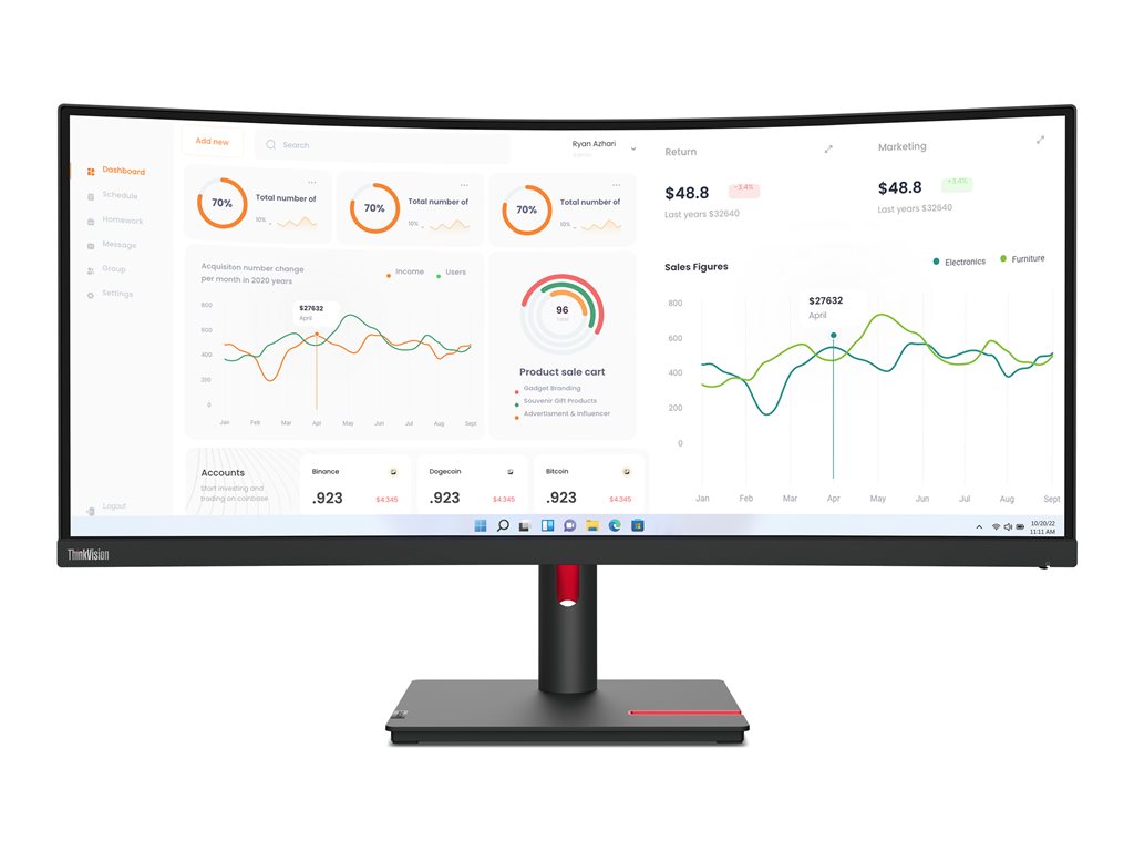 LENOVO T34w-30 34p WQHD VA 21:9 Monitor