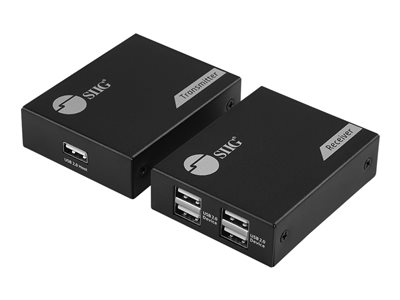 SIIG 4-Port USB 2.0 Hub Extender, 492 feet (150M) over single Cat6/7 cable, Metal Housing, Plug-and-Play