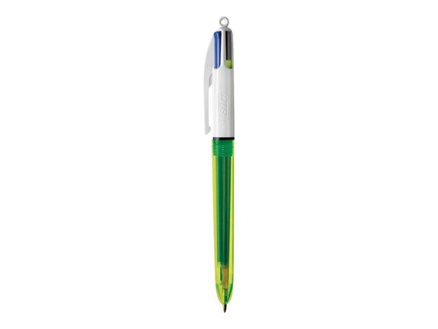 Bic 4 Colours Fluo 4 Colour Ballpoint Pen Black Red Blue Yellow Pack Of 12