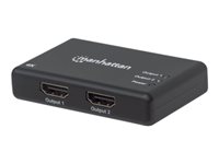 Manhattan 4K 2-Port HDMI Splitter, 4K@30Hz, AC Powered, Boxed, Black (Euro 2-pin plug) Video-/audiosplitter HDMI