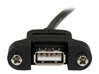 StarTech 1 ft Panel Mount USB Cable A to A - F/M - USB extension cable - USB (M) to USB (F) - USB 2.0 - 1 ft - molded, thumbs