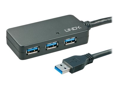 LINDY USB 3.0 Aktiv-Verlängerungs-Hub Pro 4 Port 10m - 43159