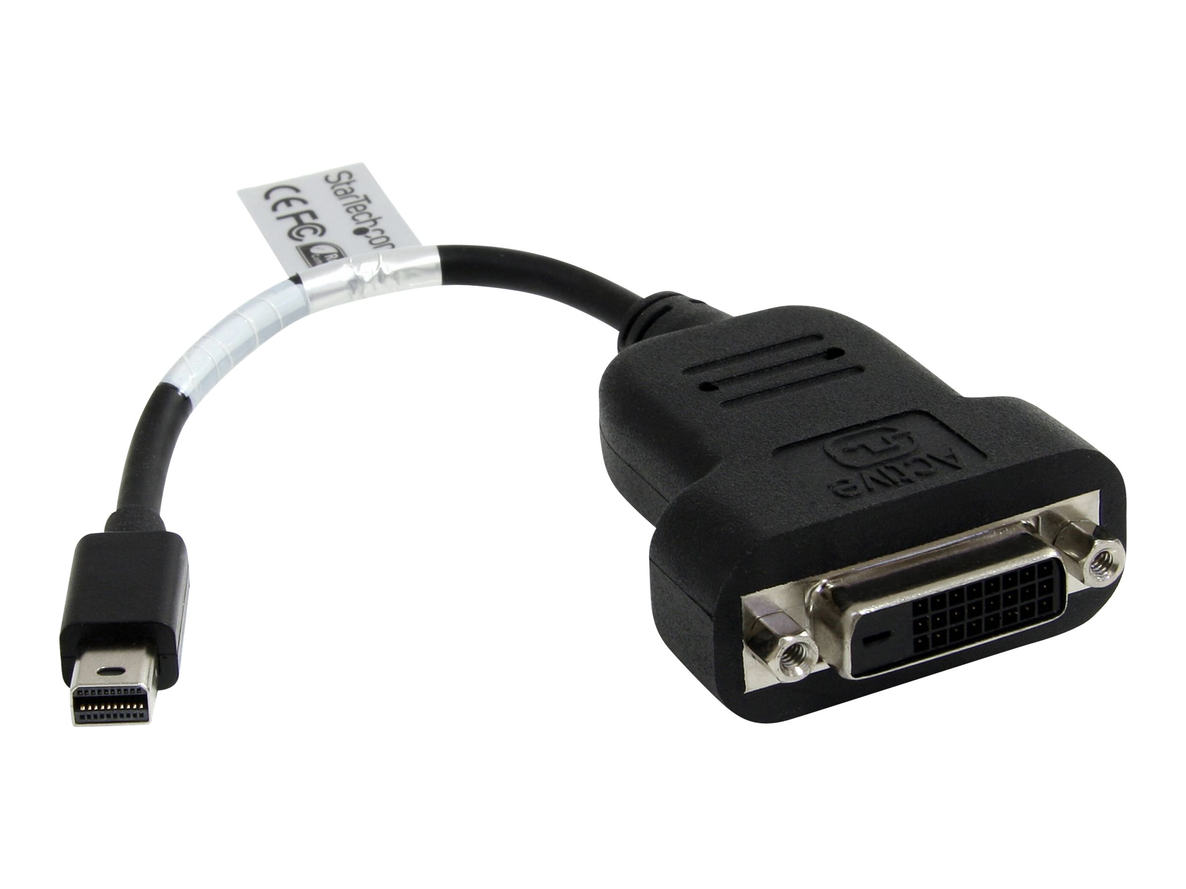 An image of StarTech Mini DisplayPort to DVI Adapter - 1080p - Single Link - Active - Mini DP (Thunderbolt) to DVI Monitor Adapter (MDP2DVIS) - DVI adapter - 20 cm