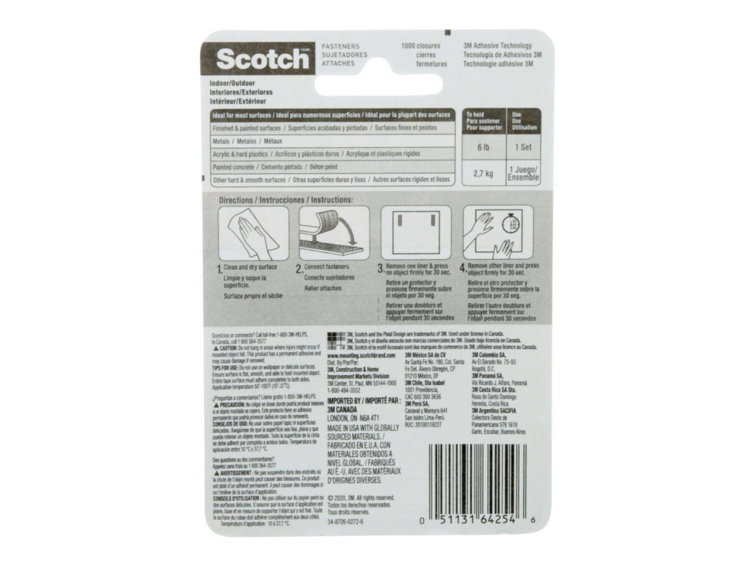 Scotch Extreme Self-Adhesive Hook-and-Loop Fasteners - Black - 2's