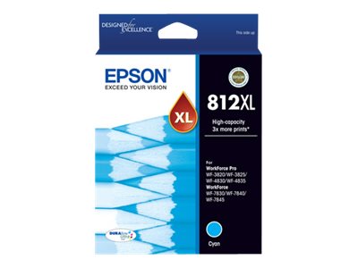 Epson 812XL high capacity cyan original ink Product shot Front 79200