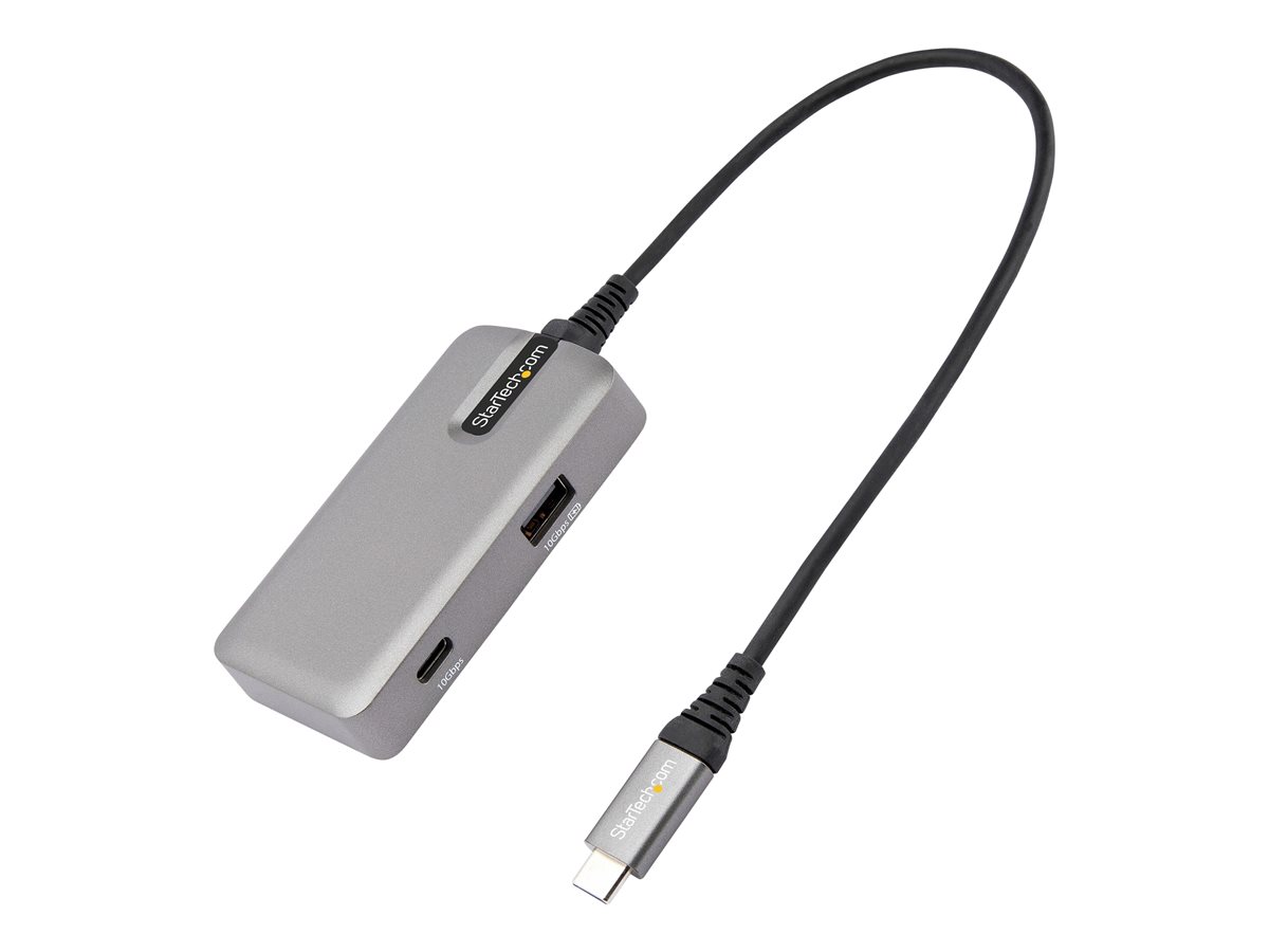 StarTech.com USB C Multiport Adapter, USB-C to 4K 60Hz HDMI 2.0, 100W Power Delivery Pass-through (PD 3.0), 3-Port 10Gbps USB Hub, USB Type-C Mini Dock, 10" (25cm) Cable - Portable Docking Station for Laptops - dokovací stanice - USB-C - HDMI - kompatibilní s TAA