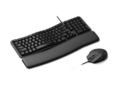 Kensington Pro Fit Ergo KM620-W keyboard and mouse set wired EQ 98% full size black Input Product shot Left-angle 79150