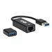 Eaton Tripp Lite Series USB-C, USB-A to RJ45 Gigabit Ethernet Network Adapter (2xM/F), USB 3.2 Gen 1, Black