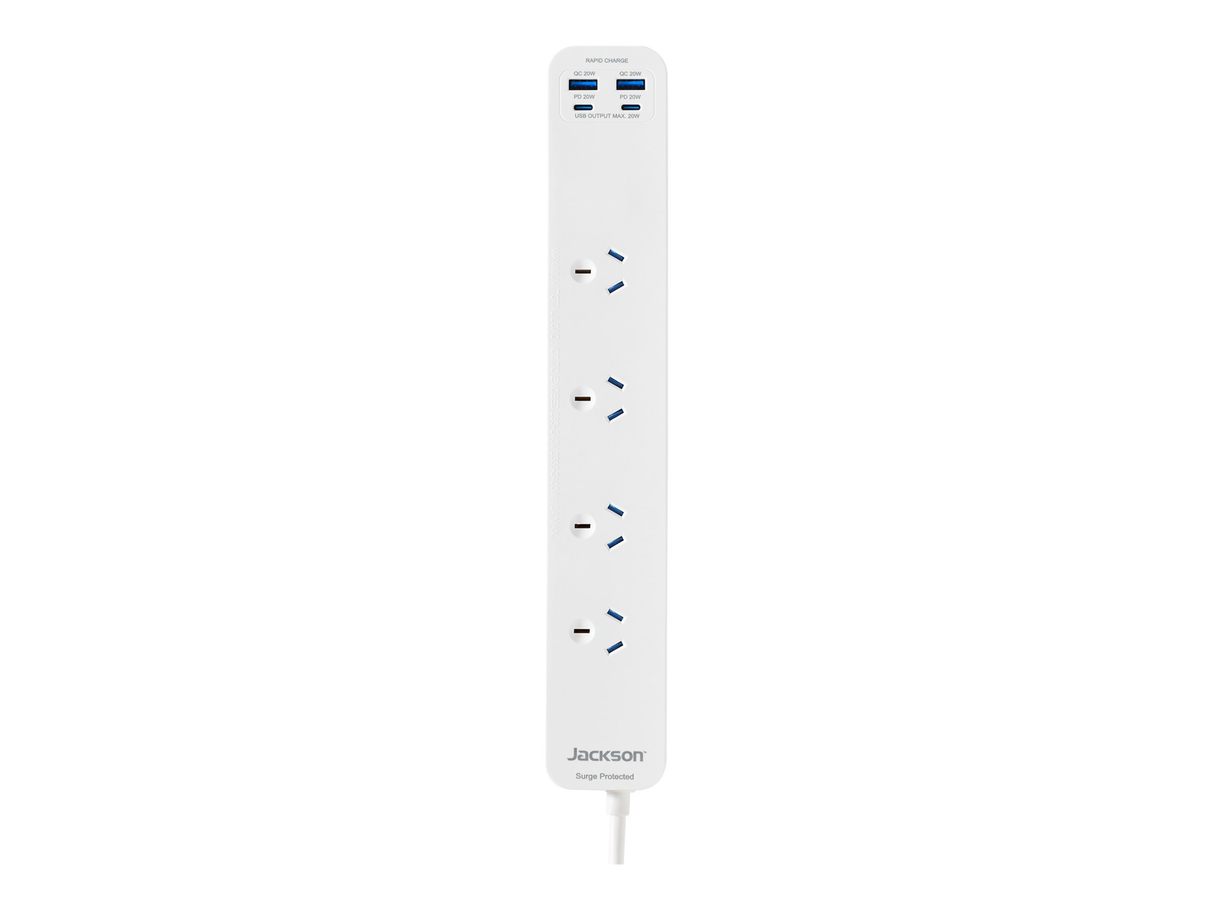 Jackson PT20W44W, surge protector, 20 W USB-A + USB-C, 2400 watt