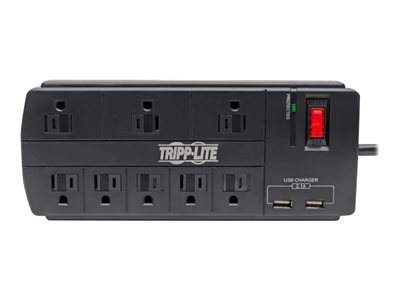 Tripp Lite 8-Outlet Surge Protector Power Strip with 2 USB Ports (2.1A Shared) - 8 ft. Cord, 1200 Joules, Black