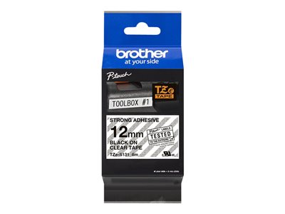 TZe-S131 - Extra strength adhesive - black on clea