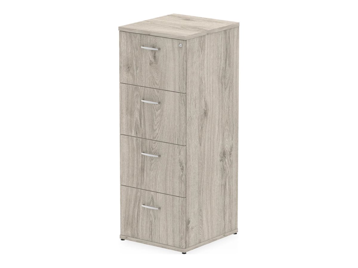 Dynamic Impluse Vertical Filing Cabinet 4 Drawers Grey Oak