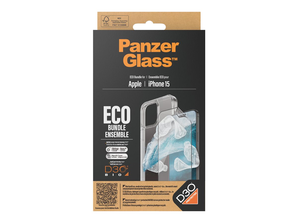 PanzerGlass ECO Bundle Screen / Back Protector Kit for iPhone 15