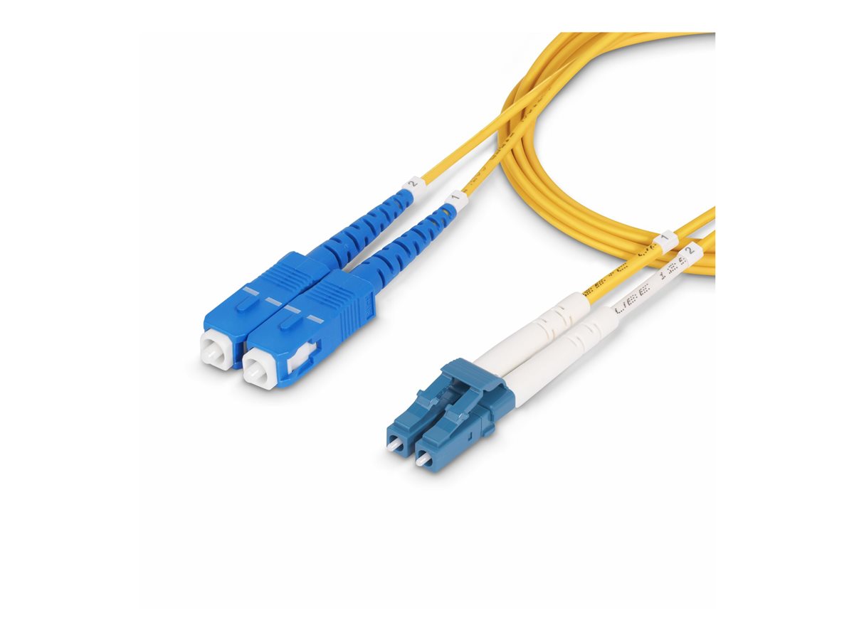 StarTech.com 20m (65ft) LC to SC (UPC) OS2 Single Mode Duplex Fiber Optic Cable, 9/125µm, Laser Optimized, 10G, Bend Insensitive, Low Insertion Loss - LSZH Fiber Patch Cord (SMLCSC-OS2-20M) - patch kabel - 20 m - 20 m - žlutá – foto 2