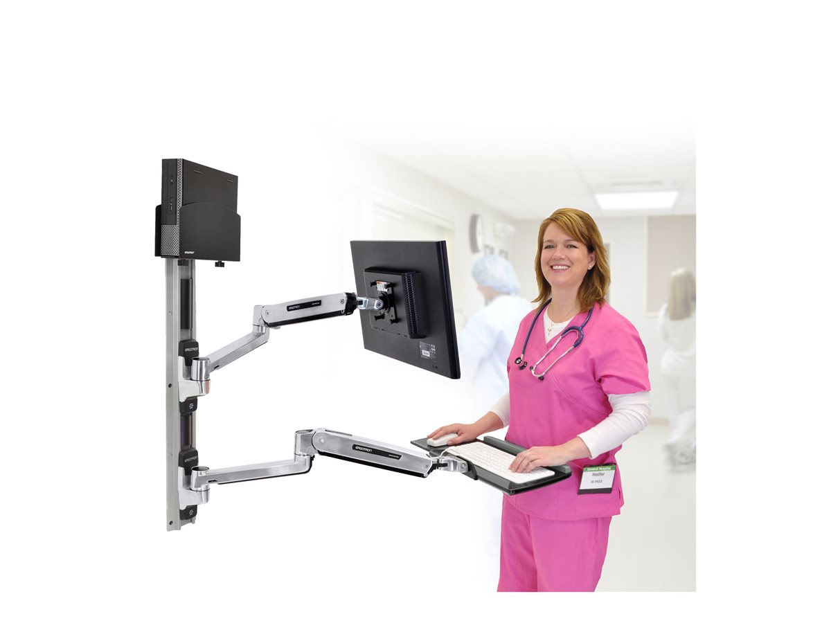 Ergotron LX Wall Mount System with Small CPU Holder - montážní sada pro systémovou jednotku / monitor / klávesnici - sezení a stání – foto 5