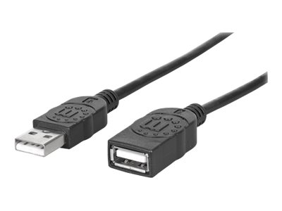 Manhattan USB-A to USB-A Extension Cable, 1.8m, Male to Female, 480 Mbps (USB 2.0), Black, Blister - USB extension cabl…