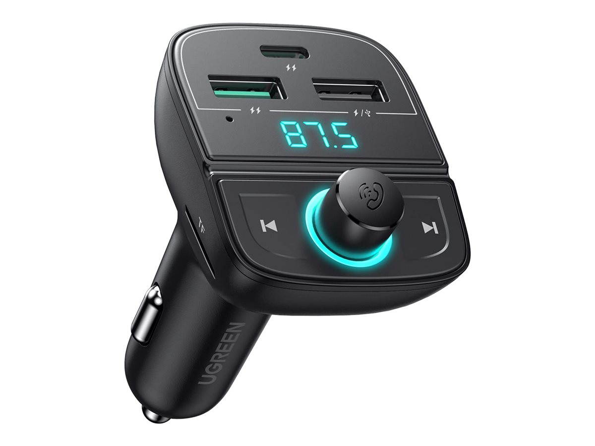 Ugreen car power adapter USB 4 pin USB Type A (QC 3.0) 24 pin Product shot Left-angle 79750