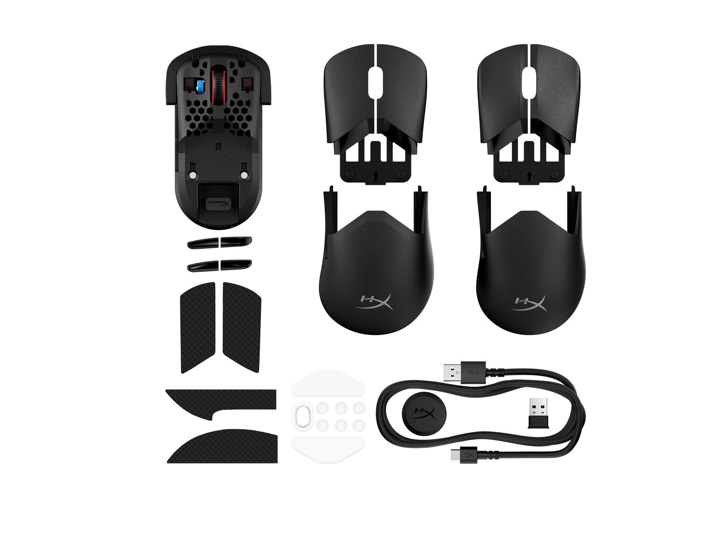 HyperX Pulsefire Saga Pro mouse 2.4 GHz Bluetooth 5.0 USB What's in the box Front 78080