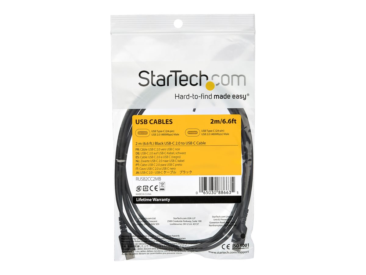 StarTech.com 2m USB C Charging Cable, Durable Fast Charge & Sync USB 2.0 Type C to USB C Laptop Charger Cord, TPE Jacket Aramid Fiber M/M 60W Black, Samsung S10, S20 iPad Pro MS Surface - Heavy Duty and Rugged - USB kabel typ C - USB-C do USB-C - 2 m – foto 4