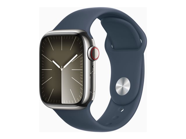 Apple Watch Séries 9 - Boîtier en aluminium argent - bracelet sport bleu  orage